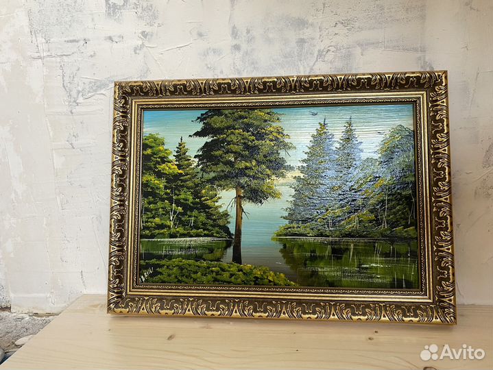 Картина. Живопись в раме. Масло. Декор. Лес