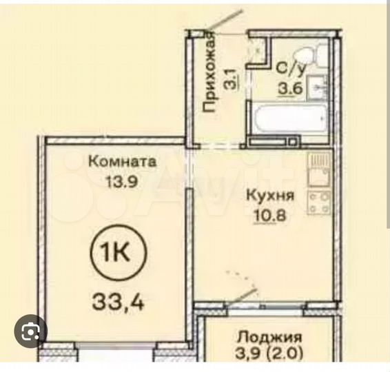 1-к. квартира, 33,4 м², 16/16 эт.