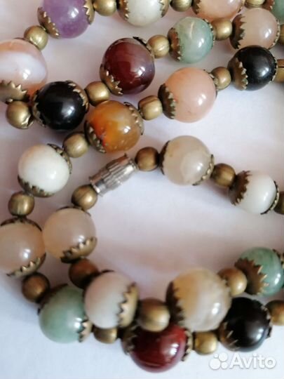 Бусы 58см из натуральных камней Винтаж 50е Индия