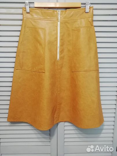 Юбка мини из экокожи трапеция belucci размер S