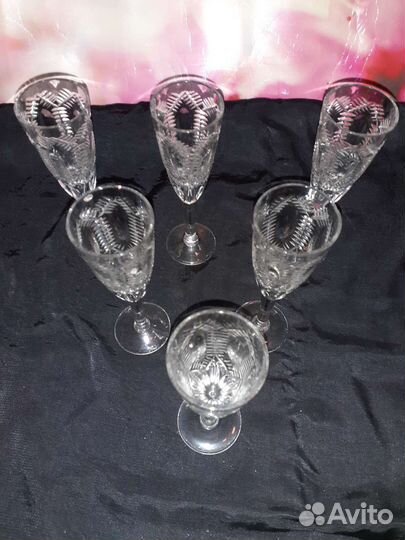 Фужеры хрусталь СССР винтаж,бокалы. 2 набора х 6шт