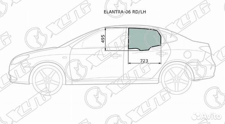 Стекло заднее левое опускное hyundai avante /elant