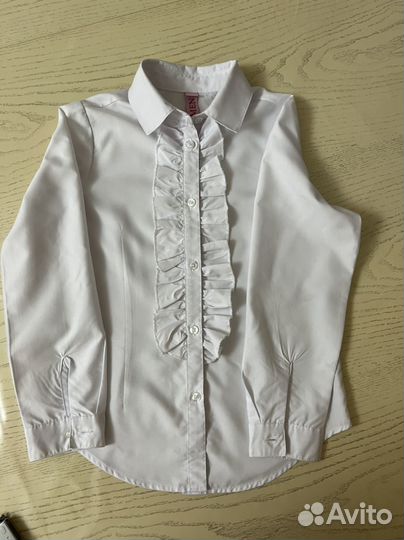 Блузка белая для девочек 128