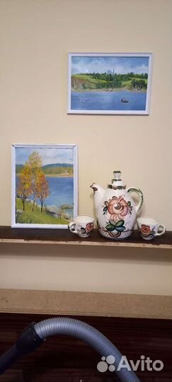 Глиняный кувшин + 2 чашки