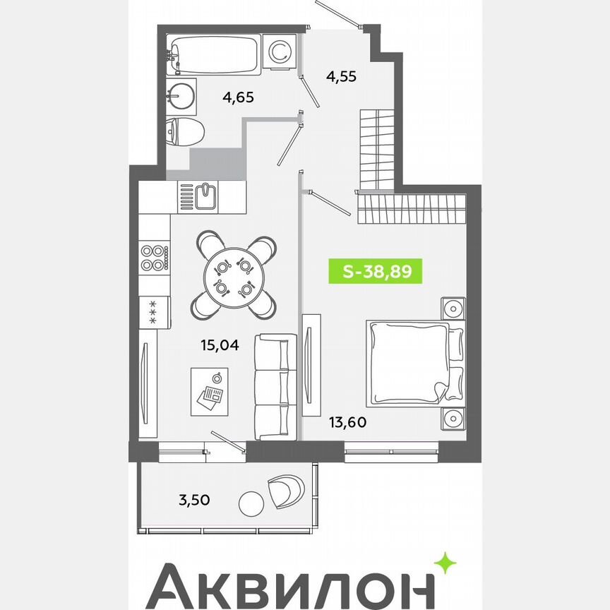 1-к. квартира, 38,9 м², 6/12 эт.