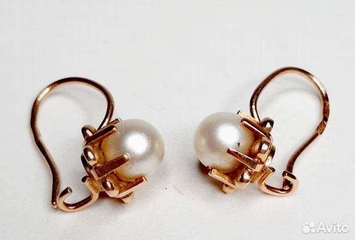 Золотые серьги 583пр. с жемчугом. СССР