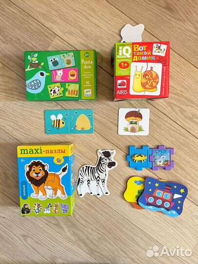 Игрушки пакетом пазлы настольные djeco и др