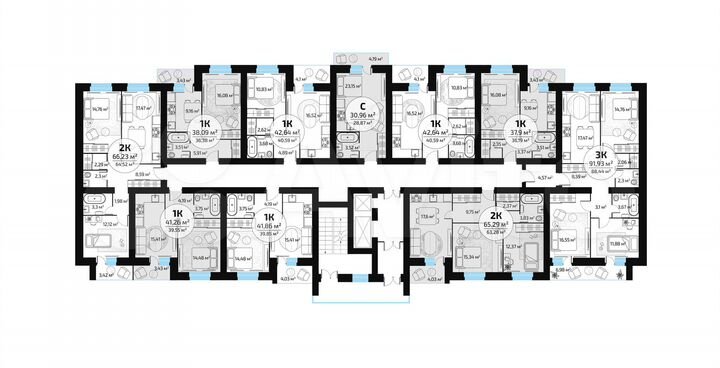 3-к. квартира, 88,4 м², 9/16 эт.