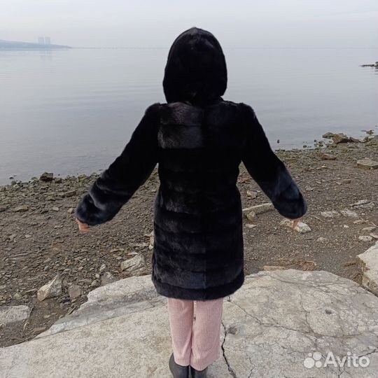 Шуба норковая с капюшоном 44- 46