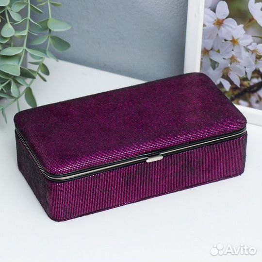 Шкатулка кожзам для украшений 'Мелкие квадратики