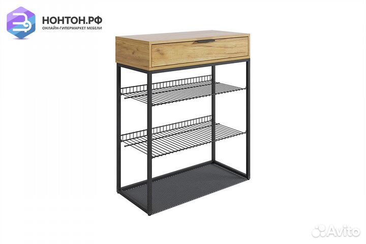 Обувница Краш черный муар / дуб крафт золотой