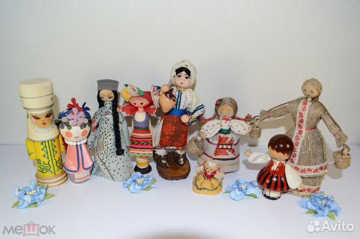 СССР Сувенирные куклы в национальных костюмах 9 шт