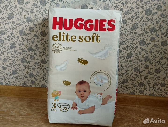 Подгузники Huggies Elite Soft 3 5-9кг 72шт
