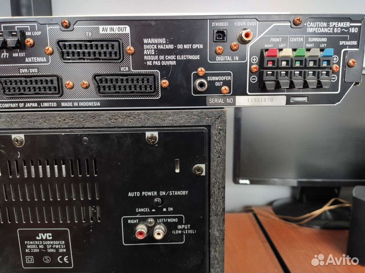 AV Ресивер JVC 5.1*50вт на канал ак.subwoofer 80вт