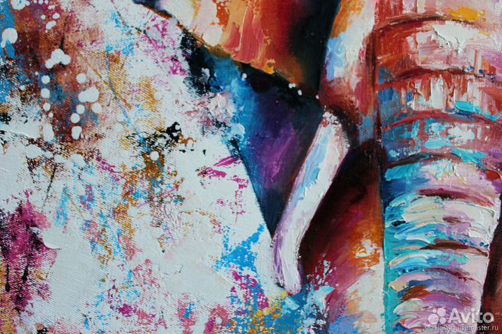 Картина маслом на холсте Слон 50/60 см