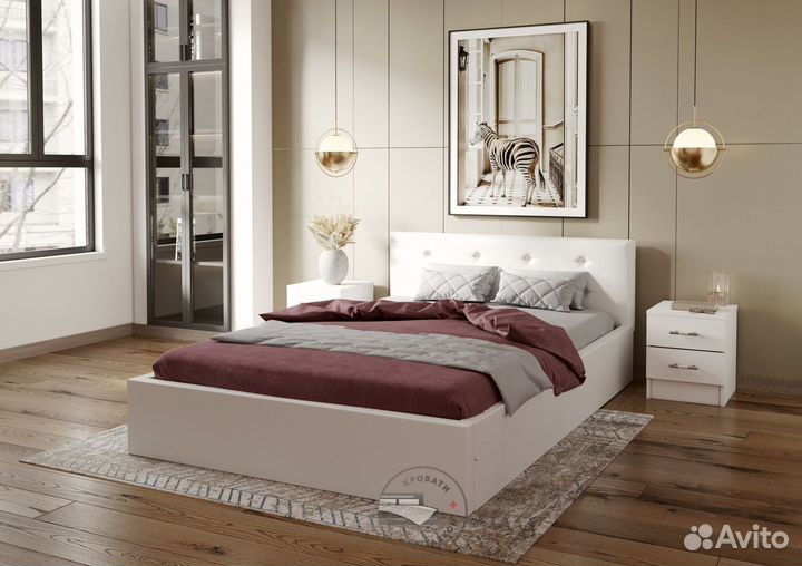 Кровать двуспальная мягкая