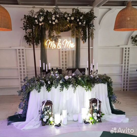 Оформление свадьбы, стол молодых, свадьба