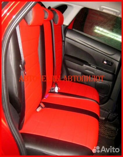 Чехлы Автопилот Mitsubishi ASX из экокожи чёр-крас