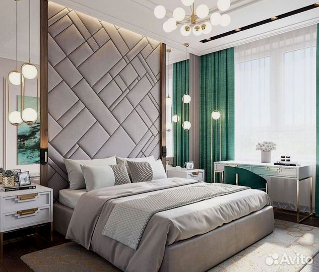 Мягкие стеновые панели из кожи, велюра