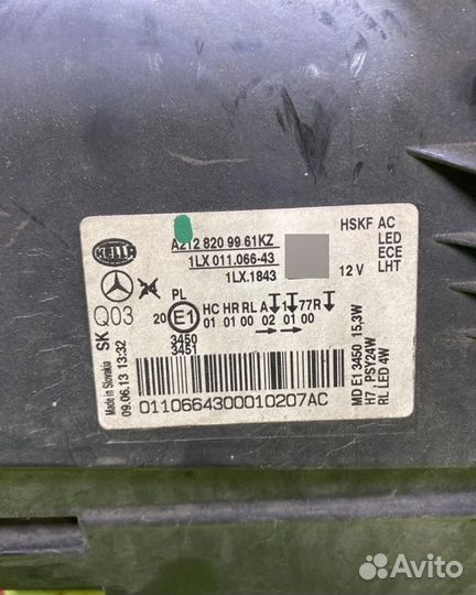 Фара передняя левая Mercedes E W212 OM 651.924