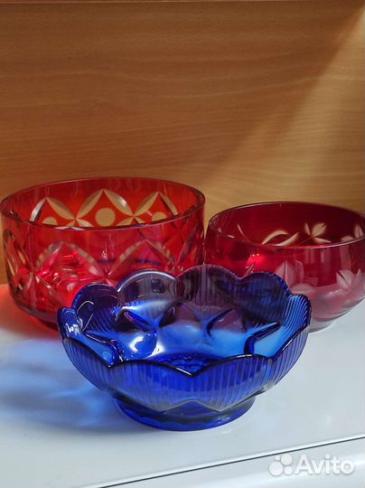 Салатница цветное стекло СССР