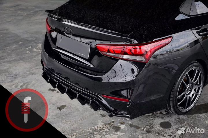 Диффузор заднего бампера Hyundai Solaris 2017-2020