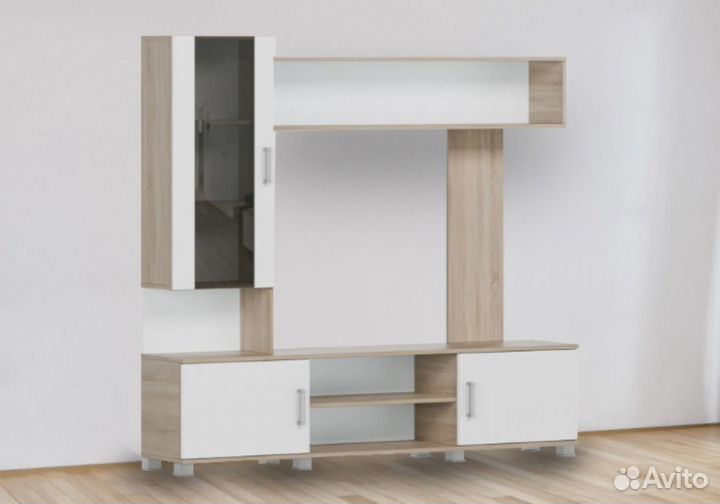 Стенка Соло-7 дуб сонома светлый / белый