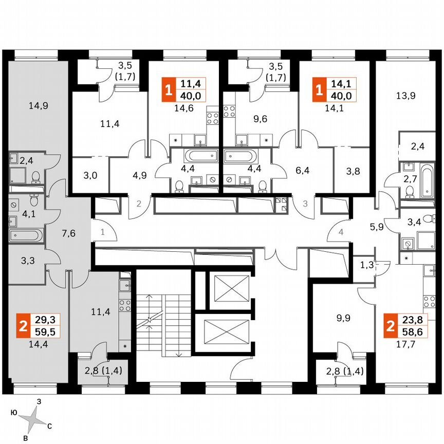 2-к. квартира, 59,7 м², 9/9 эт.