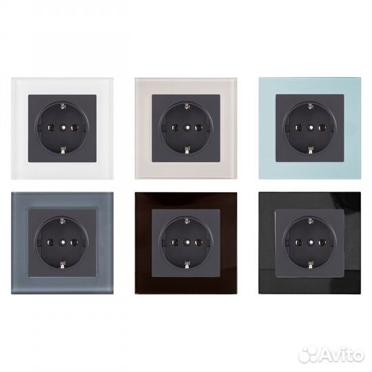 Розетка встраиваемая с заземлением, цвет чёрный