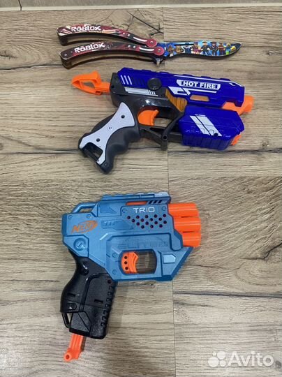 Бластер нерф трио и hot fire (игрушечное оружее)