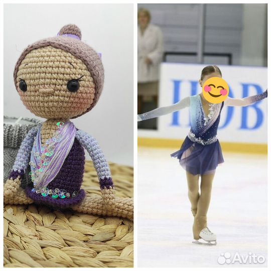 Куколка вязаная гимнастка фигуристка по фото