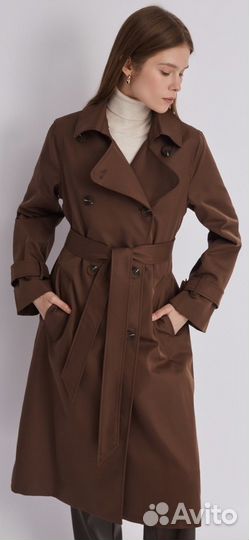 XS тренч zolla по фигуре коричневый плащ тренчкот