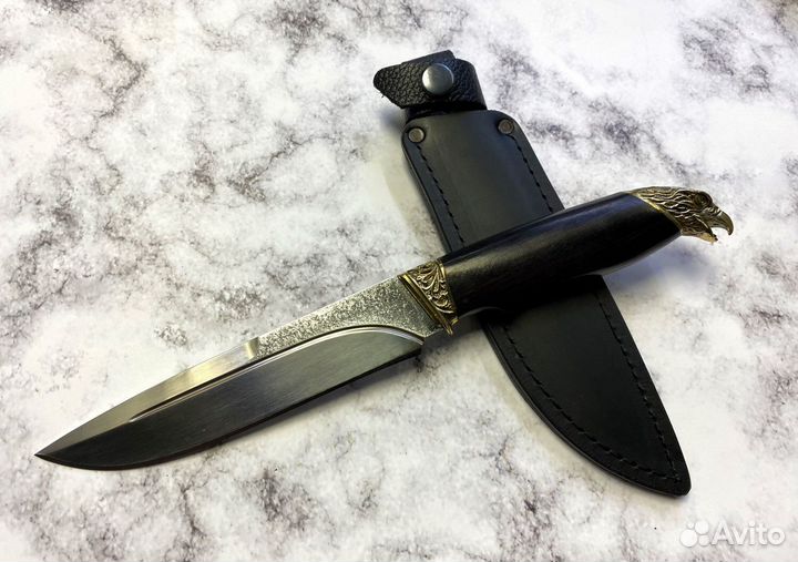 Нож Беркут, кованая Х12мф, черный граб, с навершие