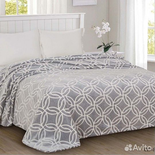 Плед светящийся 180х200см, Круги, велсофт 260г/м