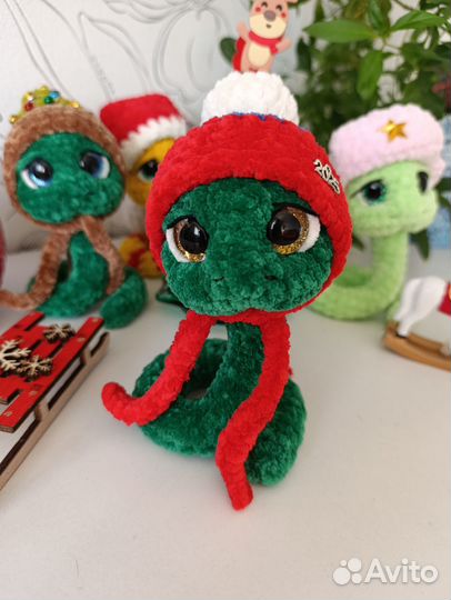 Вязаные игрушки ручной работы, змея, символ года