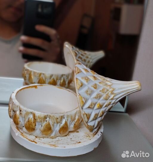 Гипсовая шкатулка для украшений / ручная работа