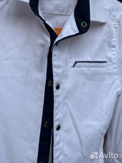 Рубашка для мальчика 122 белая на кнопках
