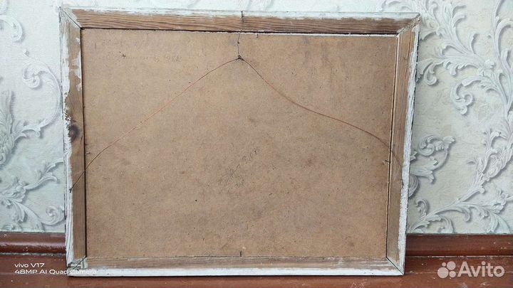 Картина маслом 1982г Первый снег