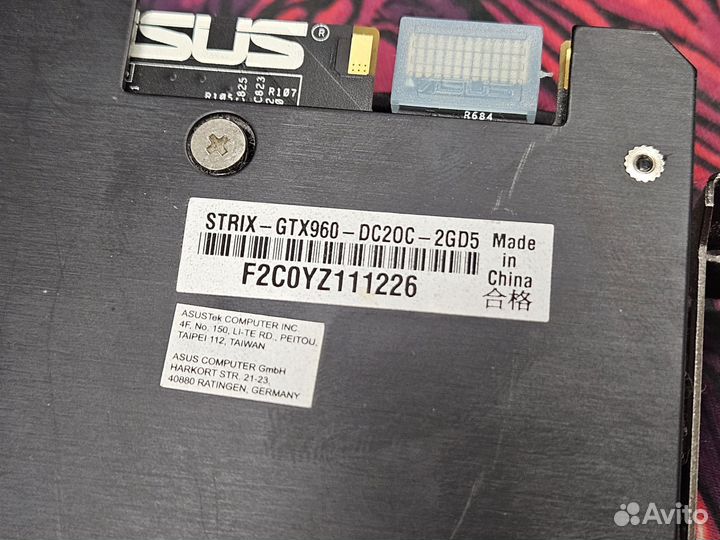 Видеокарта Asus strix GTX 960 2Gb