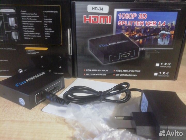 Разветвитель hdmi на 2 выхода hdmi Новый