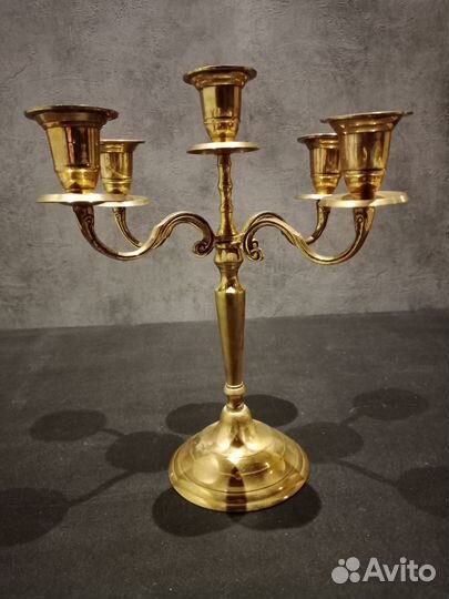 Подсвечник на 5 свечей, латунь