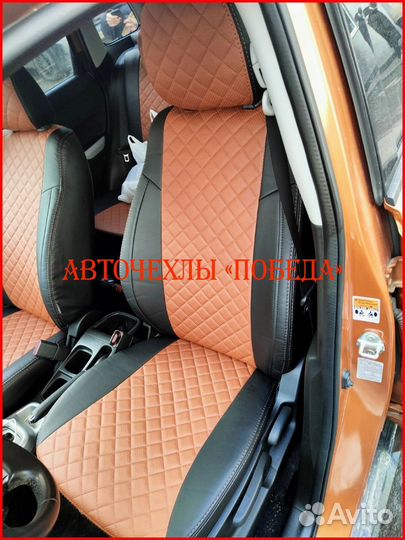 Чехлы Suzuki Vitara из экокожи чёрно-коричневые