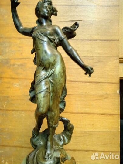 Антикварные,каминные часы 19в.бронза мрамор 50см