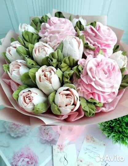 Тюльпаны из зефира, букет к 8 марта