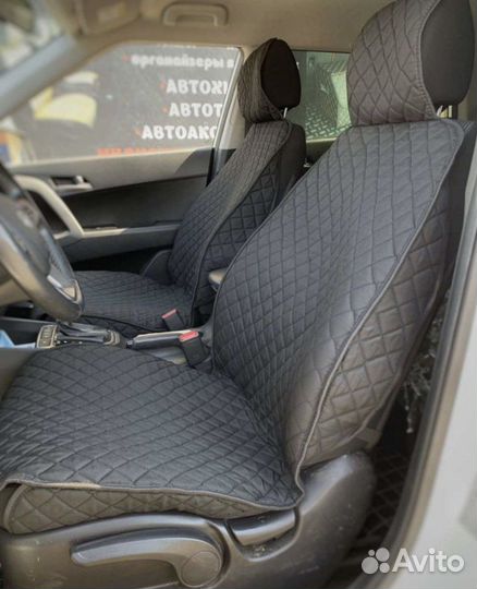 Накидки на сидения с боками черная строчка