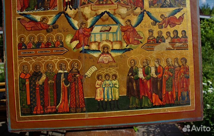 Старая икона Шестоднев Сотворение Мира 50*42