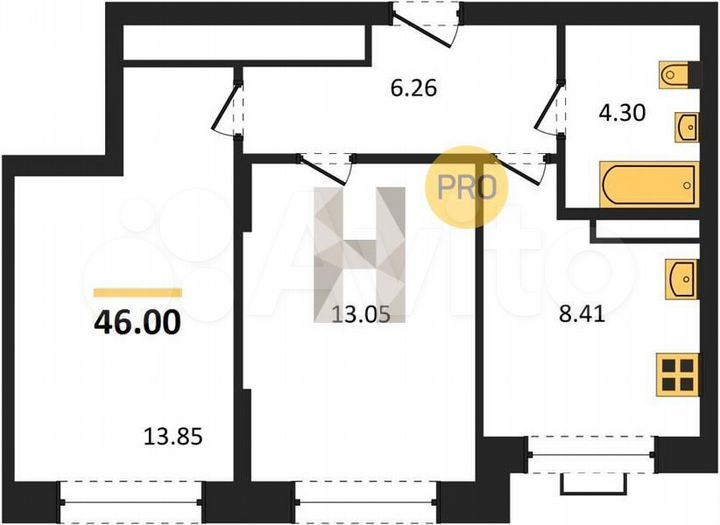 2-к. квартира, 46 м², 9/15 эт.