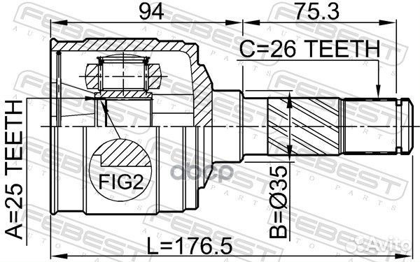 ШРУС внутренний правый 25x35x26 (mazda BT-50 20