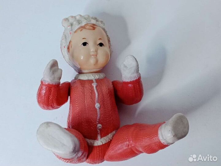 Кукла Девочка в красном костюме Целлулоид 25 см