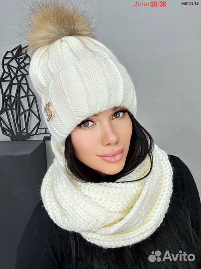 Женская шапка 2в1